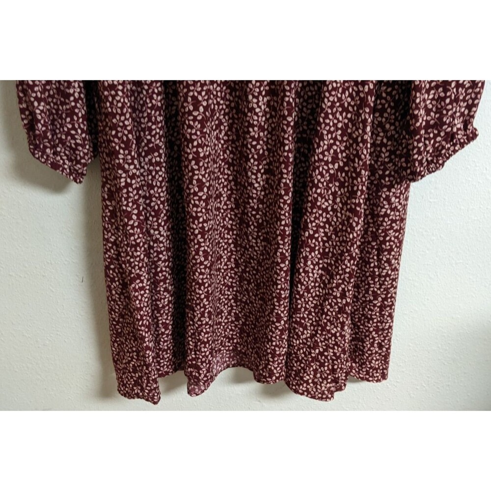 Draper James RSVP Ditsy Floral Burgundy/White Smocked Waist A-Line Dress 2X - Picture 14 of 16